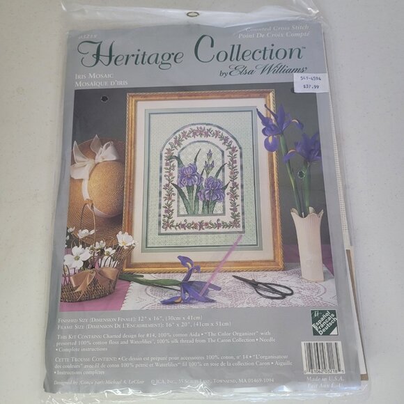 HERITAGE COLLECTION Elsa Williams Counted Cross Stitch Kit Iris Mosaic NWOT - Picture 1 of 4